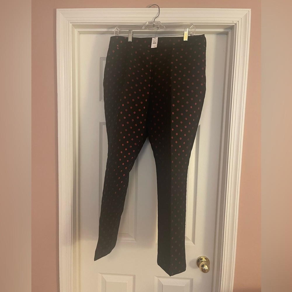 Talbots Black Pants with Red Polka Dots